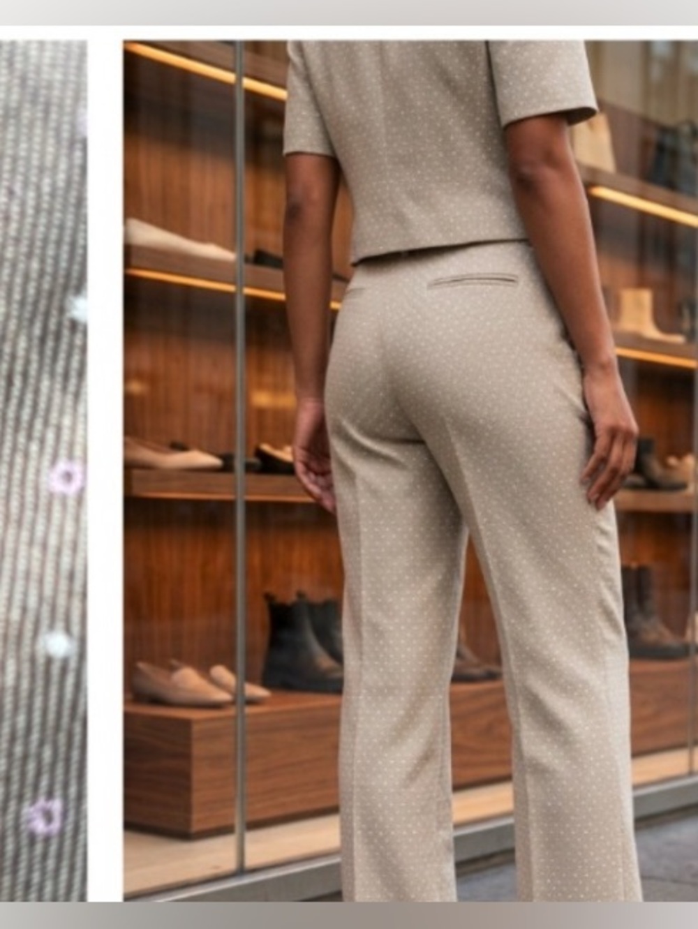 Rebecca Taylor Beige Polka Dot Wide-Leg Pants
